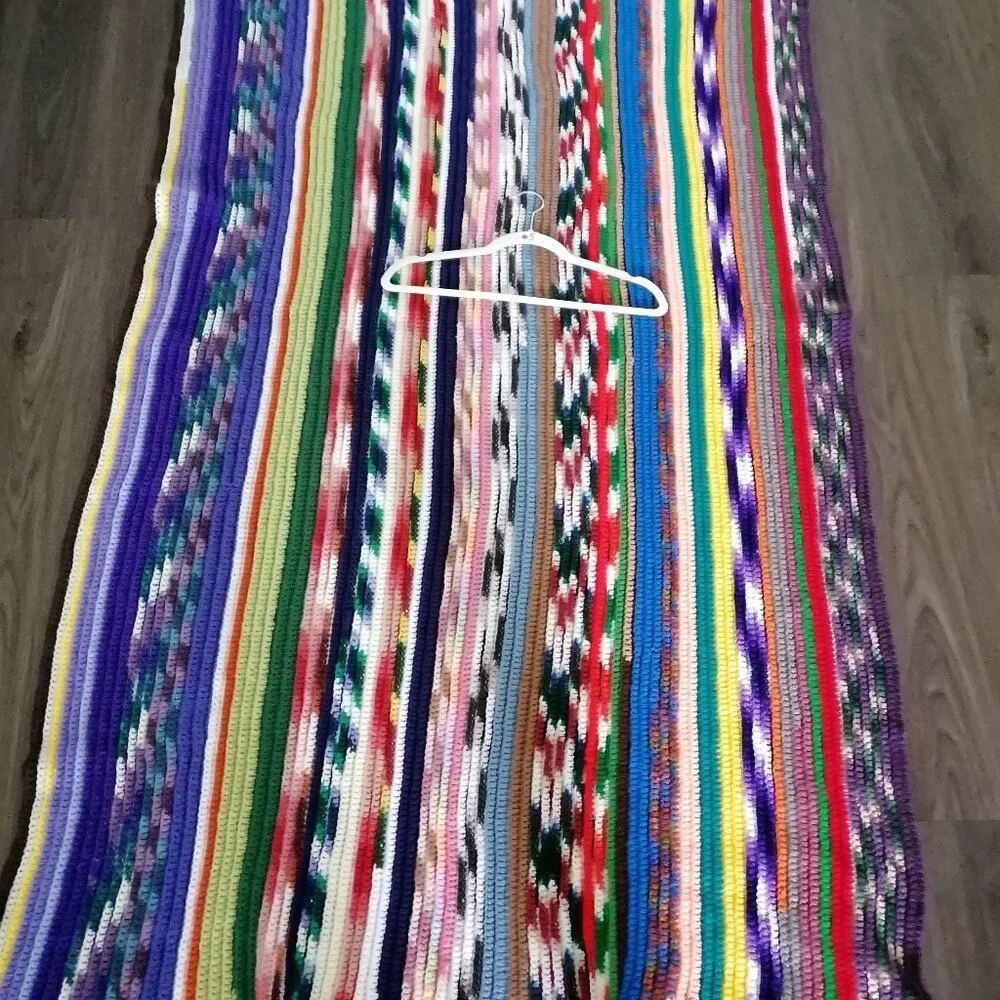 Unbranded Afghan Crochet Blanket Hand Made Rainbow Multicolor Sz 50x86